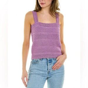 NWOT Vince Knit Crochet Tank Top Sleeveless Shirt Light Purple Sweater Vest Sz L